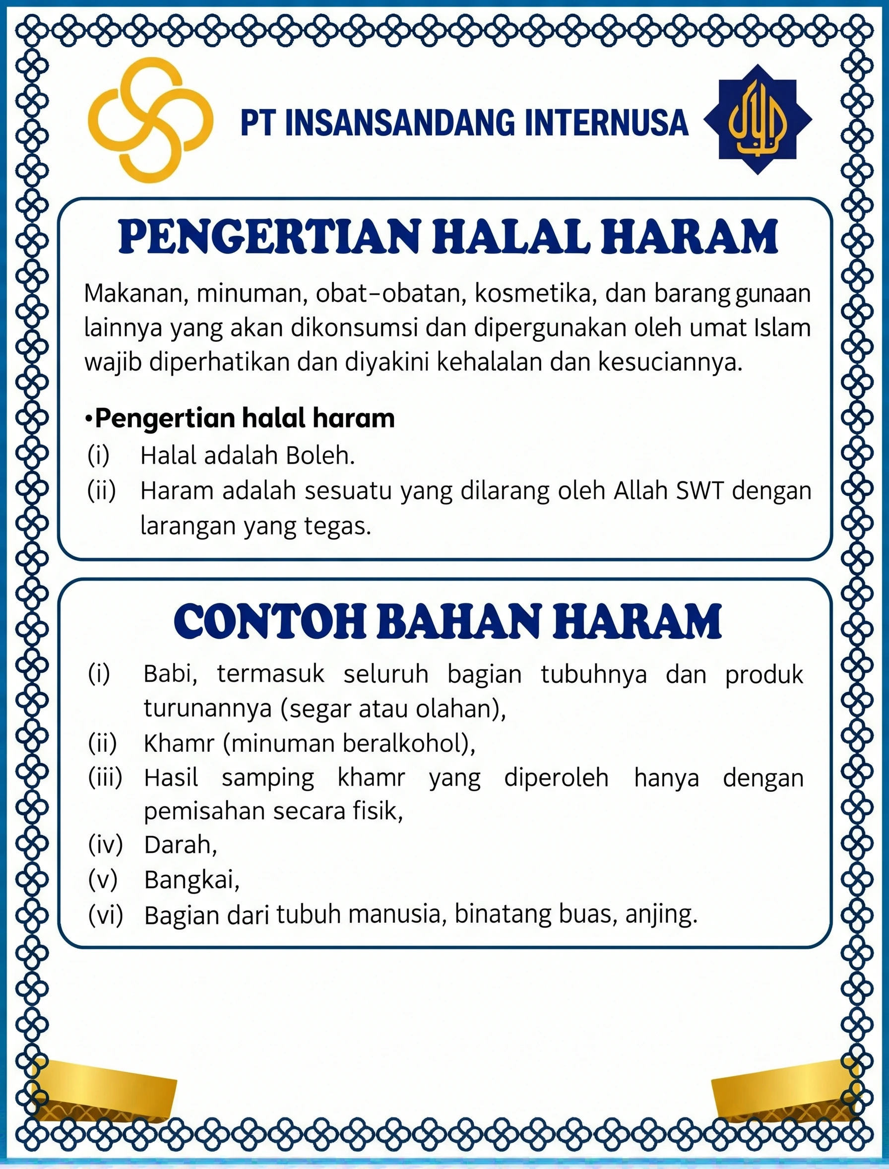 Kebijakan Halal PT Insansandang Internusa