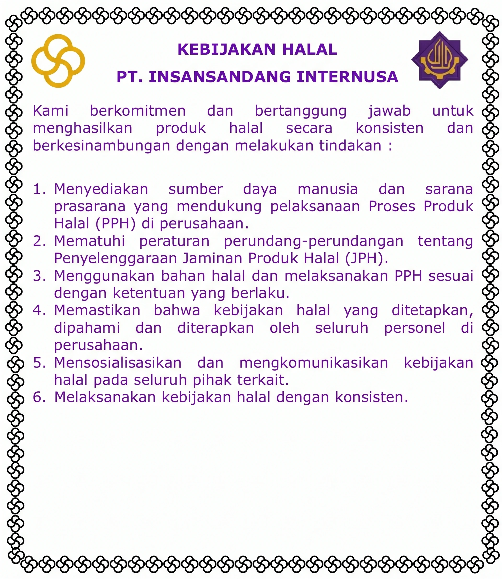 Pengertian Halal Haram PT Insansandang Internusa